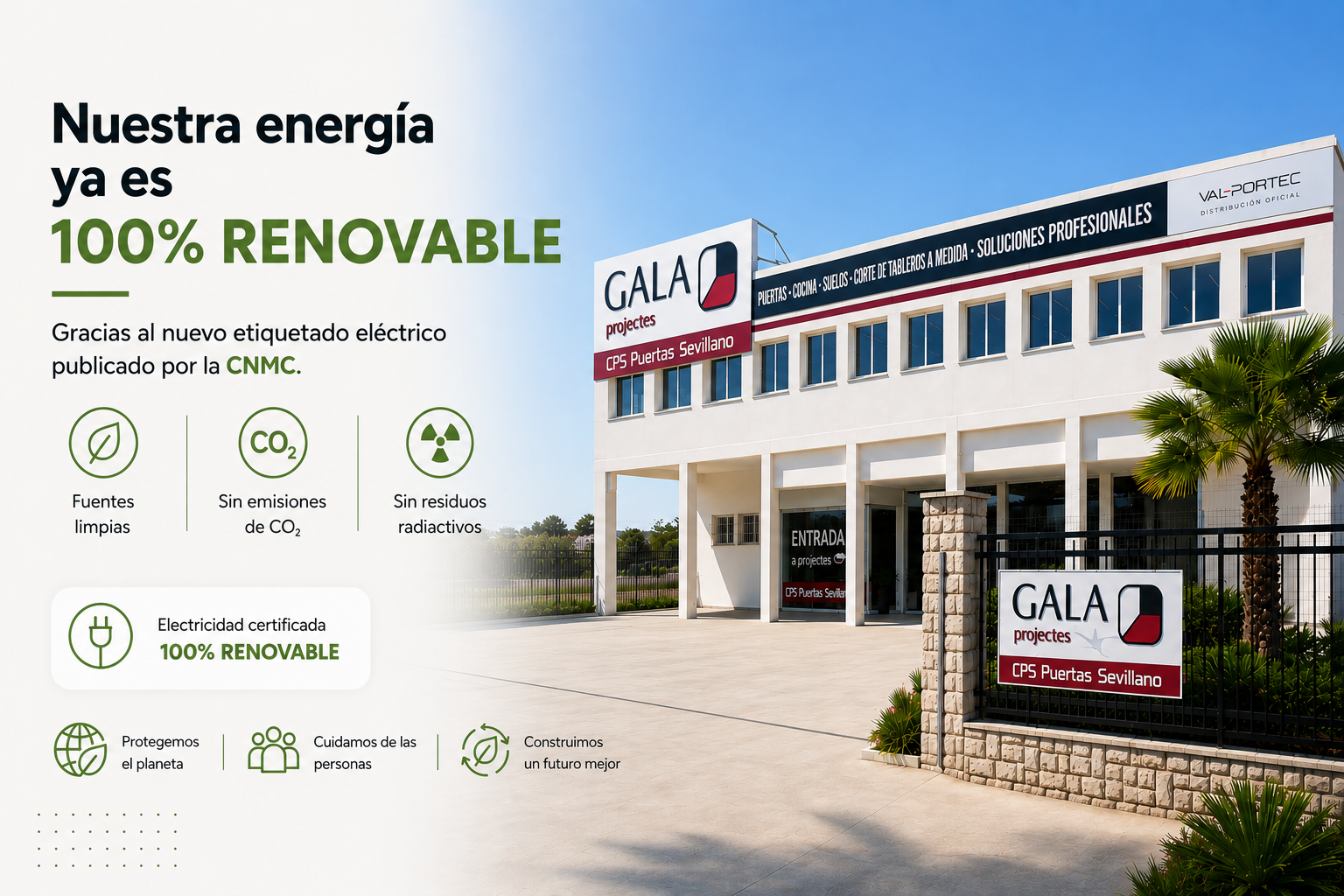 GALA Projectes utiliza energía 100% renovable certificada