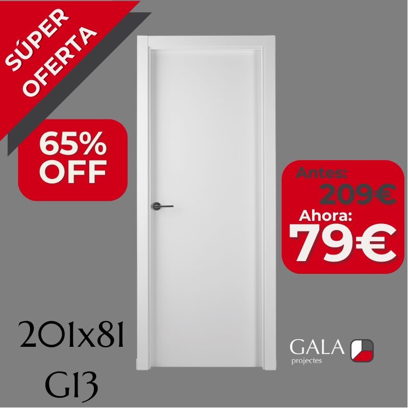 PUERTA BLOCK LISA LACADA BLANCO RAL9003 201x81 - G13 T7  -DERECHA