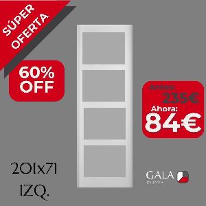 HOJA PUERTA LISA LACADA 4V RAL9003 201x71 - IZQUIERDA - MECANIZADA